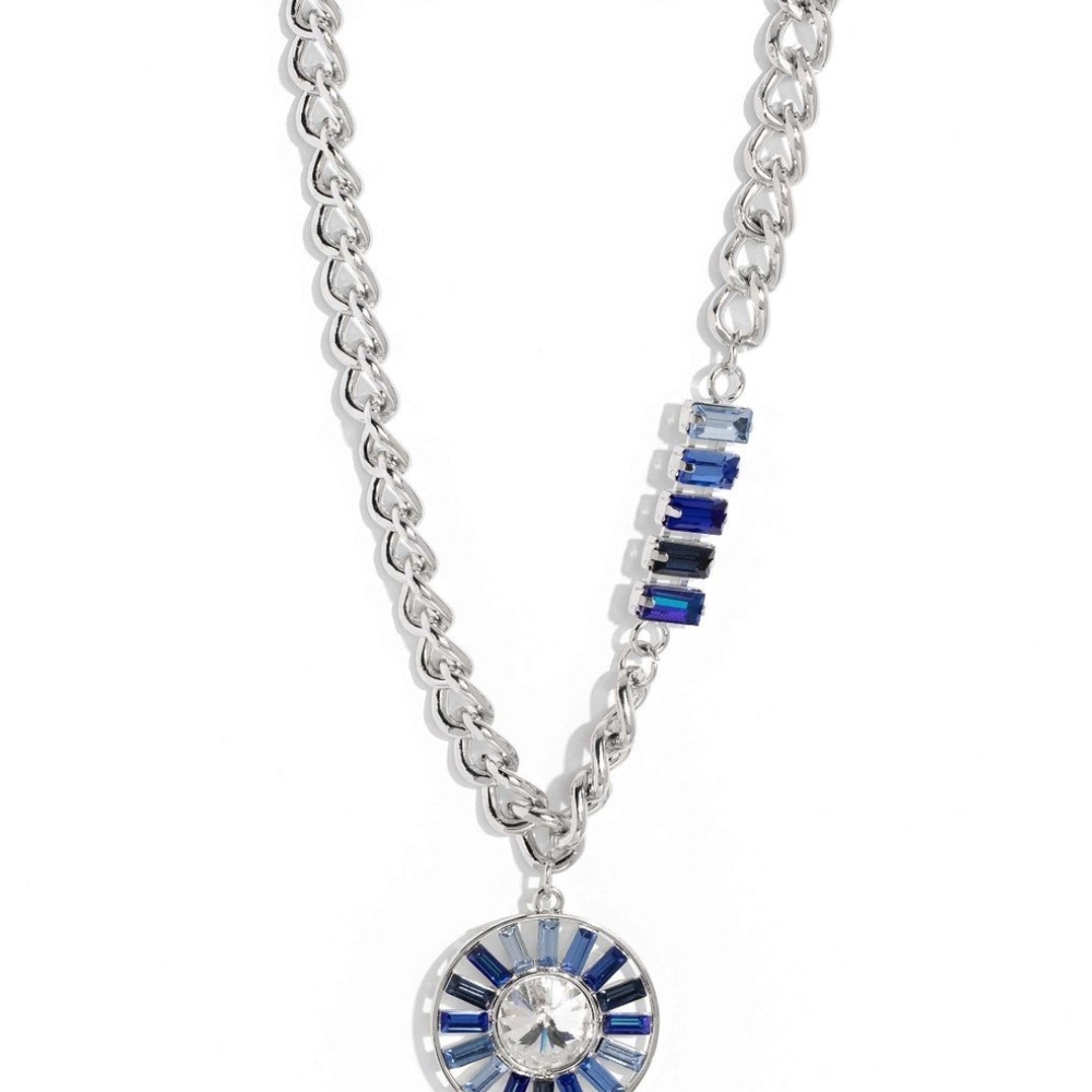 Paparazzi Silver Blue Sapphire Necklace Tiered Talent Blue Rhinestone Gem Jewels